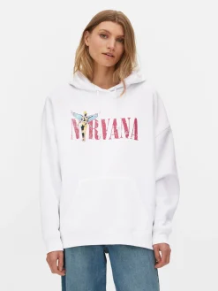 Loungewear|Hoodies Und Sweatshirts|Primark Hoodie Mit „Nirvana“ Grafik Elfenbeinfarben