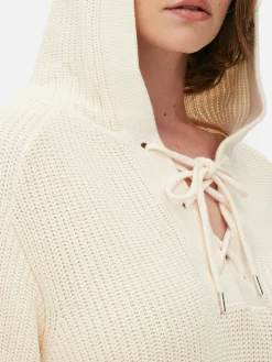 Pullover Und Cardigans|Primark Hoodie Mit Schnürausschnitt Ecrufarben
