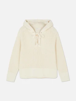 Pullover Und Cardigans|Primark Hoodie Mit Schnürausschnitt Ecrufarben