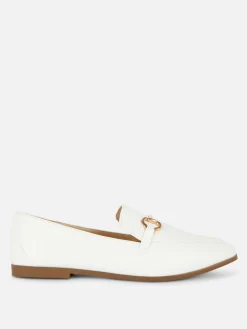 Flache Schuhe|Primark Horsebit-Loafer Aus Kunstleder Weiß