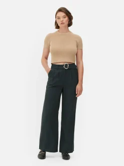 Hosen Und Leggings|Primark Hose Mit Weitem Bein Und Schnalle Zum Kombinieren Schwarz