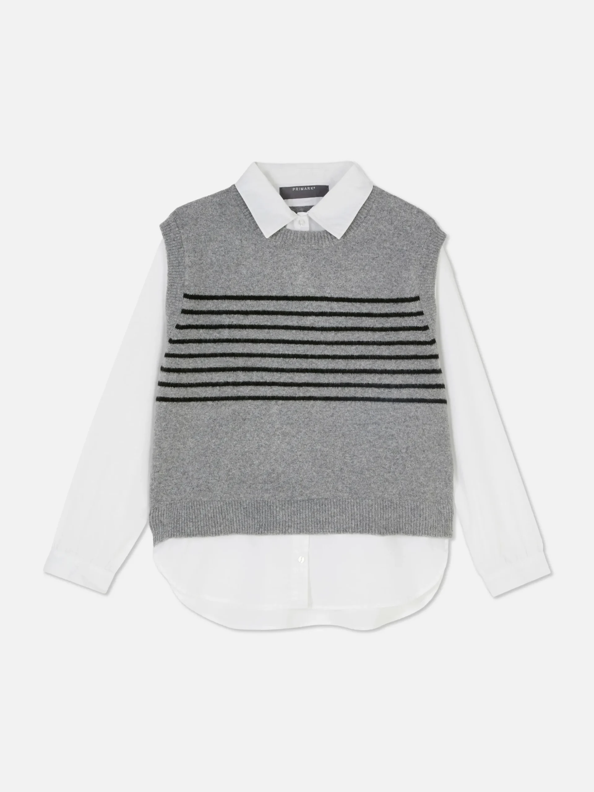 Blusen|Primark 2-in-1-Hemd Mit Weste Im Lagenlook Grau