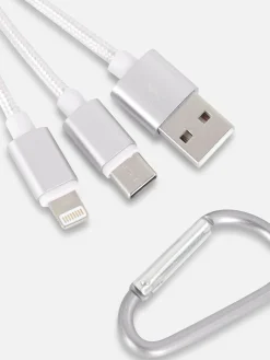 Ladegeräte|Primark 2-in-1-Ladekabel Silber