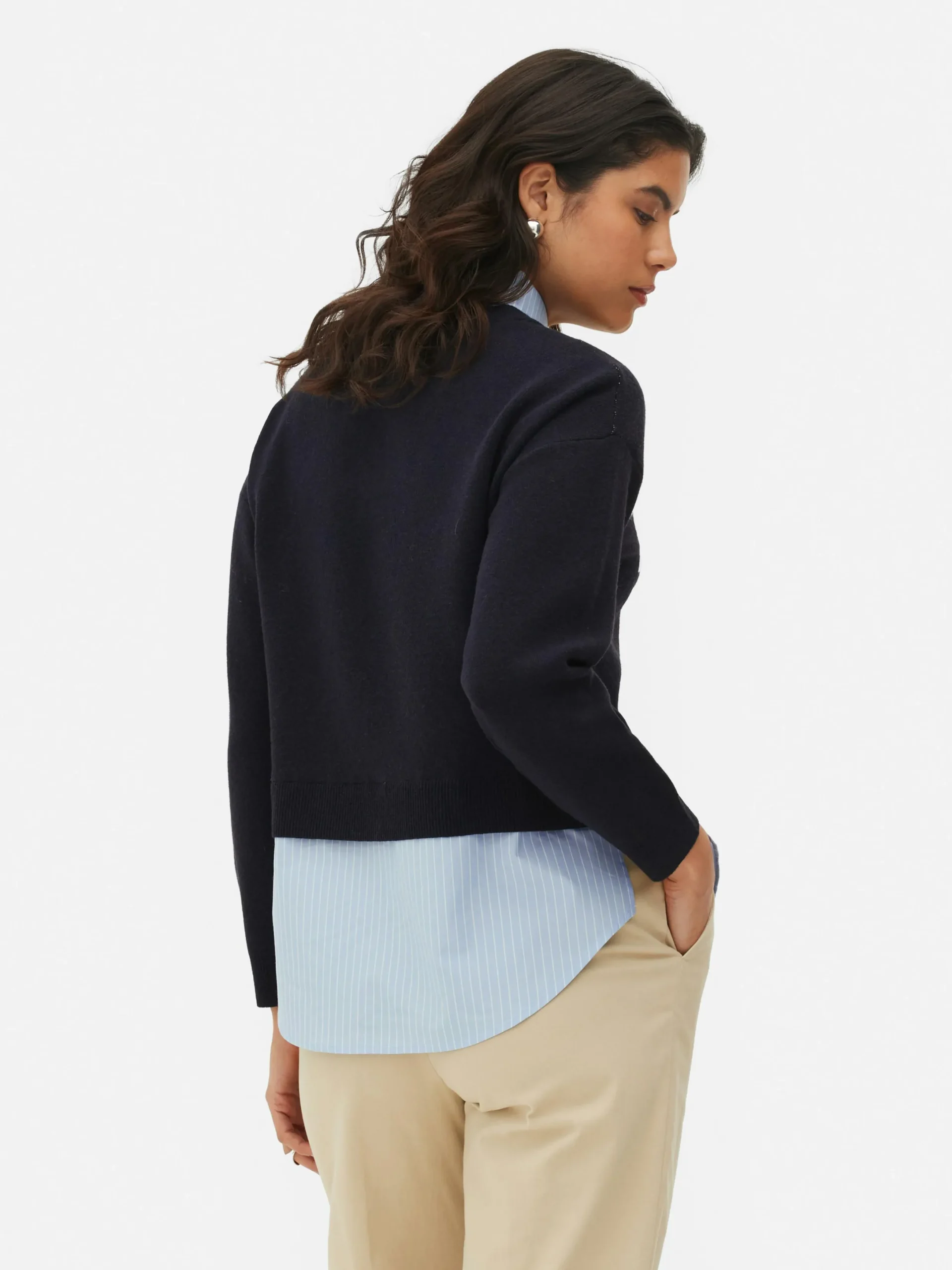 Pullover Und Cardigans|Primark 2-in-1-Set Aus Strickpullover Mit Slogan Und Hemd Marineblau