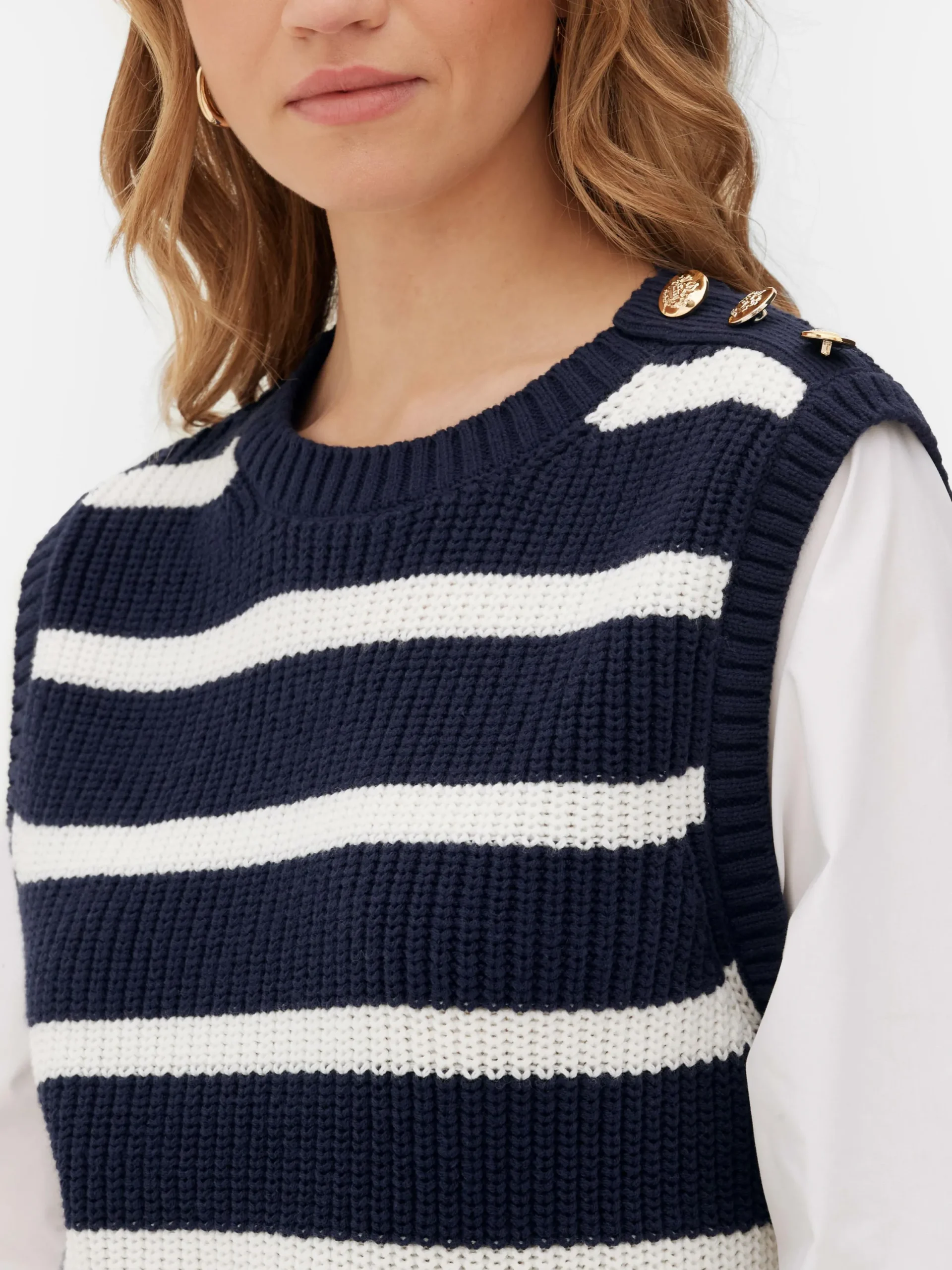 Pullover Und Cardigans|Primark 2-in-1-Set Aus Strickpullunder Und Hemd Marineblau