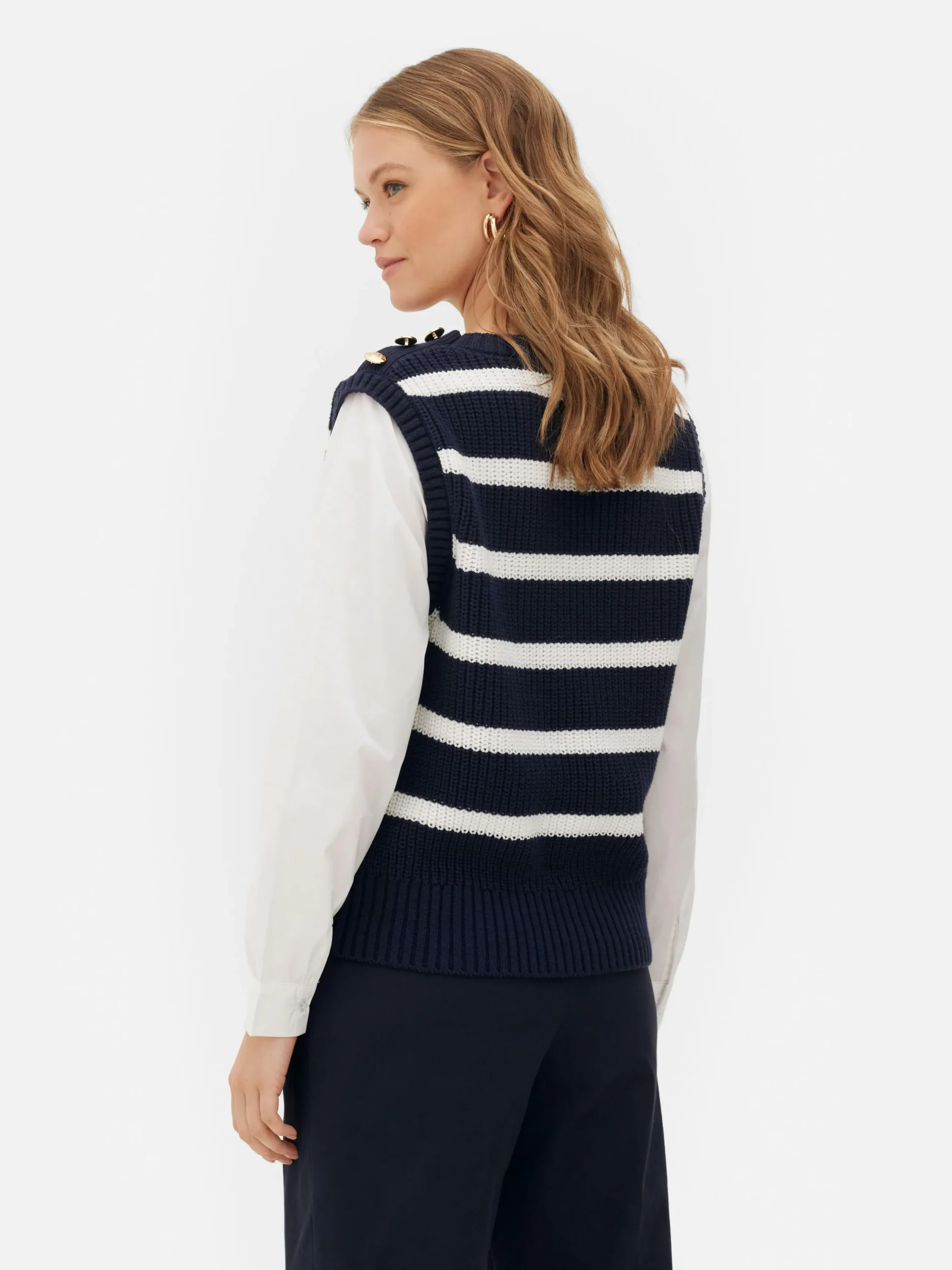 Pullover Und Cardigans|Primark 2-in-1-Set Aus Strickpullunder Und Hemd Marineblau