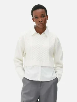 Pullover Und Cardigans|Primark 2-in-1-Strickpullover Mit Zopfmuster Elfenbeinfarben