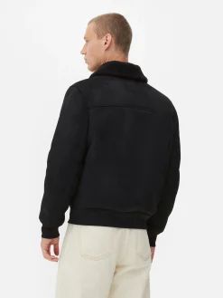 Jacken Und Mäntel|Primark Jacke In Wildleder-Optik Mit Borg-Kragen Schwarz