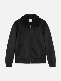 Jacken Und Mäntel|Primark Jacke In Wildleder-Optik Mit Borg-Kragen Schwarz
