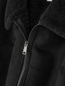 Jacken Und Mäntel|Primark Jacke In Wildleder-Optik Mit Borg-Kragen Schwarz