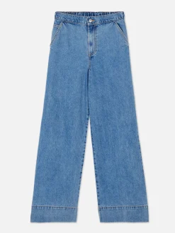 Denim|Jeans|Primark Jeans Mit Weitem Bein Und Elastikbund Mittelblau