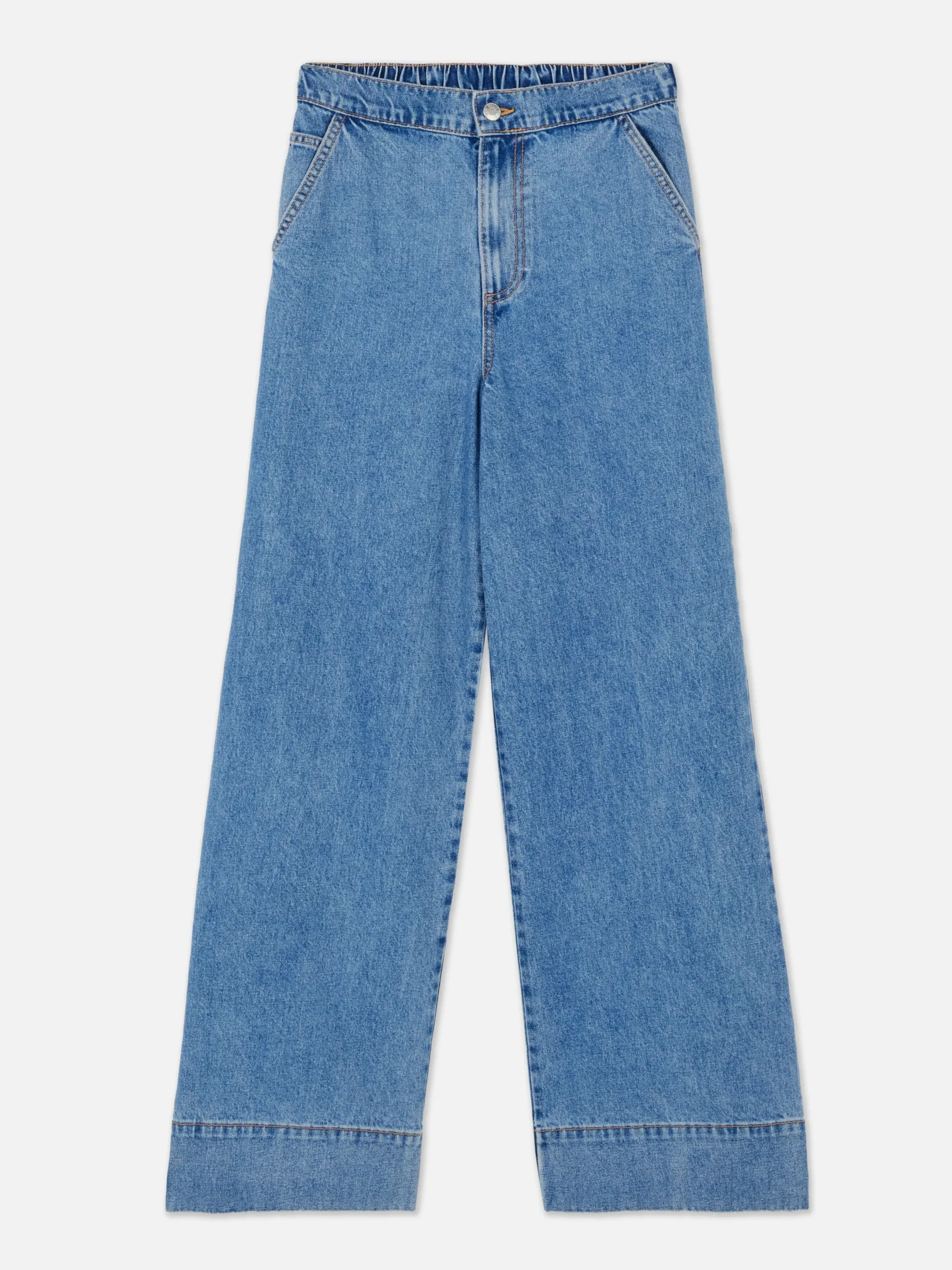 Denim|Jeans|Primark Jeans Mit Weitem Bein Und Elastikbund Mittelblau