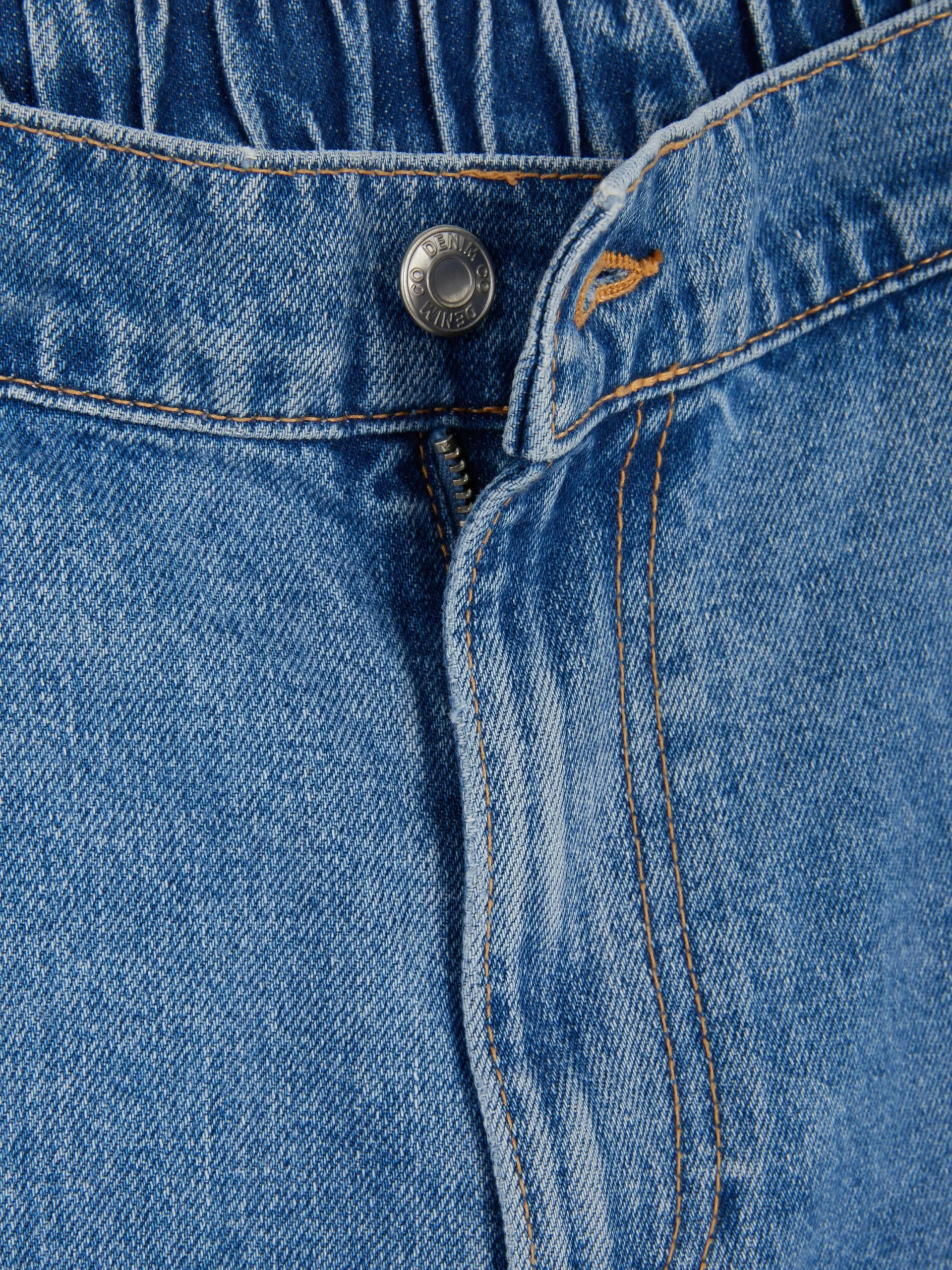 Denim|Jeans|Primark Jeans Mit Weitem Bein Und Elastikbund Mittelblau