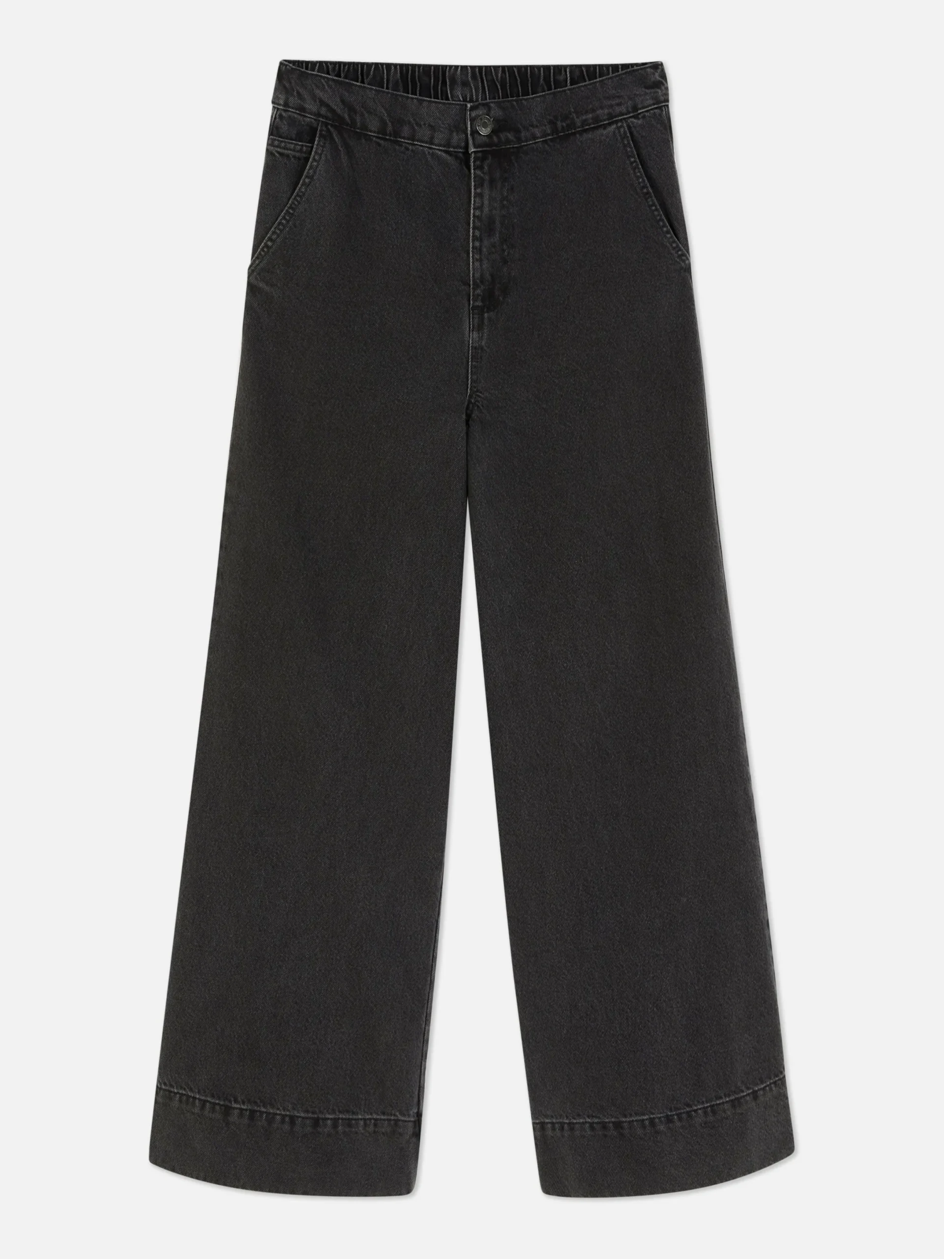 Denim|Jeans|Primark Jeans Mit Weitem Bein Und Elastikbund Leichtes Schwarz