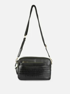 Taschen Und Portemonnaies|Primark Kameratasche In Krokodil-Optik Mit Doppelreißverschluss Schwarz