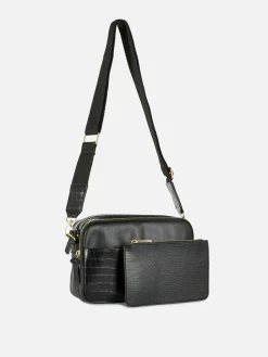 Taschen Und Portemonnaies|Primark Kameratasche In Krokodil-Optik Mit Doppelreißverschluss Schwarz