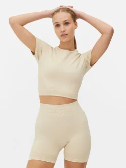 Fitnesskleidung Und Activewear|Primark „Kappa X “ Bauchfreies Kombi-Top Ecrufarben