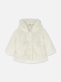 Jacken Und Mäntel|Primark Kapuzenjacke Aus Kunstfell Elfenbeinfarben