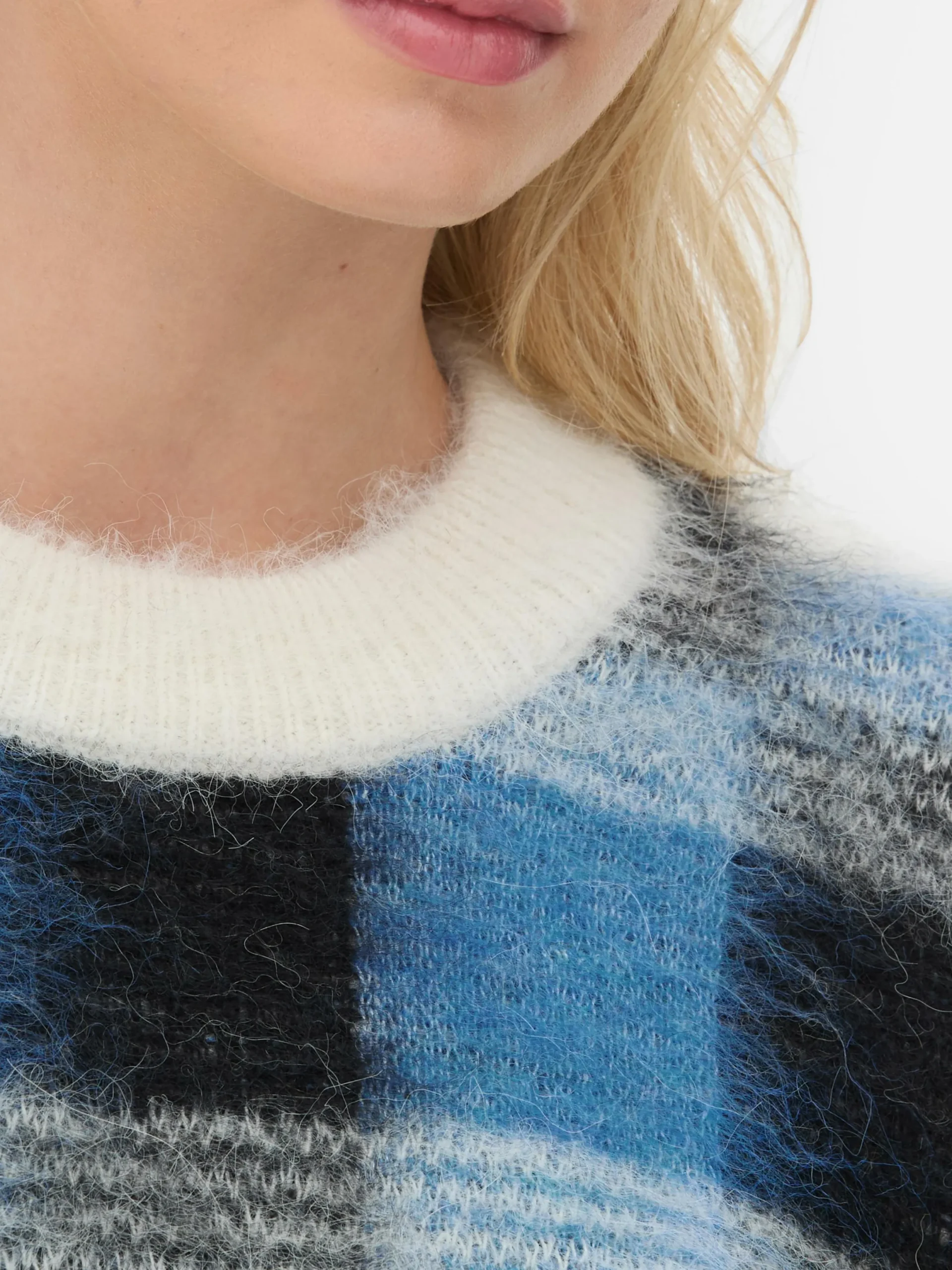 Pullover Und Cardigans|Primark Karierter „Rita Ora“ Pullover Aus Gebürstetem Stoff Marineblau