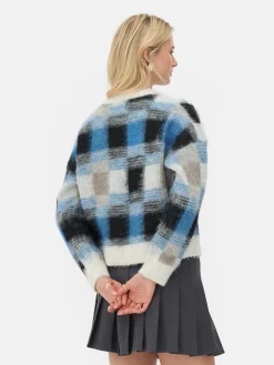 Pullover Und Cardigans|Primark Karierter „Rita Ora“ Pullover Aus Gebürstetem Stoff Marineblau