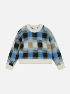 Pullover Und Cardigans|Primark Karierter „Rita Ora“ Pullover Aus Gebürstetem Stoff Marineblau