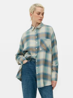 Blusen|Primark Kariertes Hemd In Boyfriend-Fit Blau
