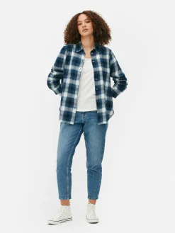 Blusen|Primark Kariertes Hemd Mit Knopfleiste Marineblau