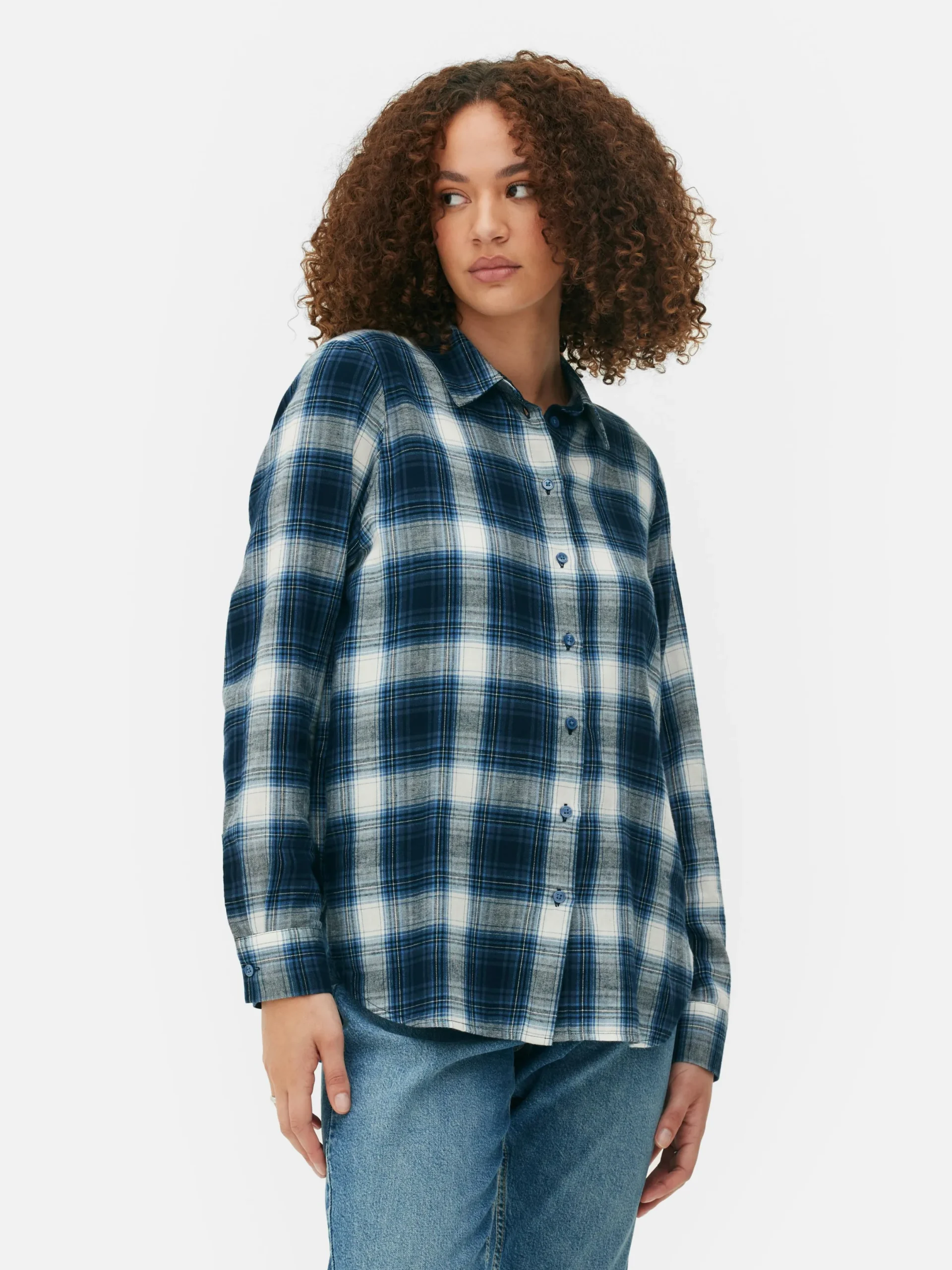 Blusen|Primark Kariertes Hemd Mit Knopfleiste Marineblau