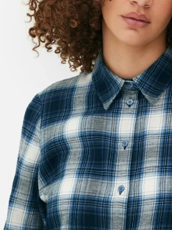Blusen|Primark Kariertes Hemd Mit Knopfleiste Marineblau