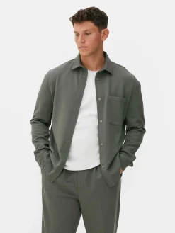 Hemden|Primark „Kem“ Jersey-Hemdjacke Khakifarben