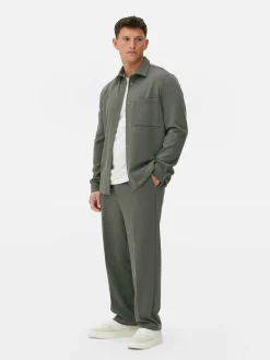 Hemden|Primark „Kem“ Jersey-Hemdjacke Khakifarben