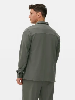 Hemden|Primark „Kem“ Jersey-Hemdjacke Khakifarben