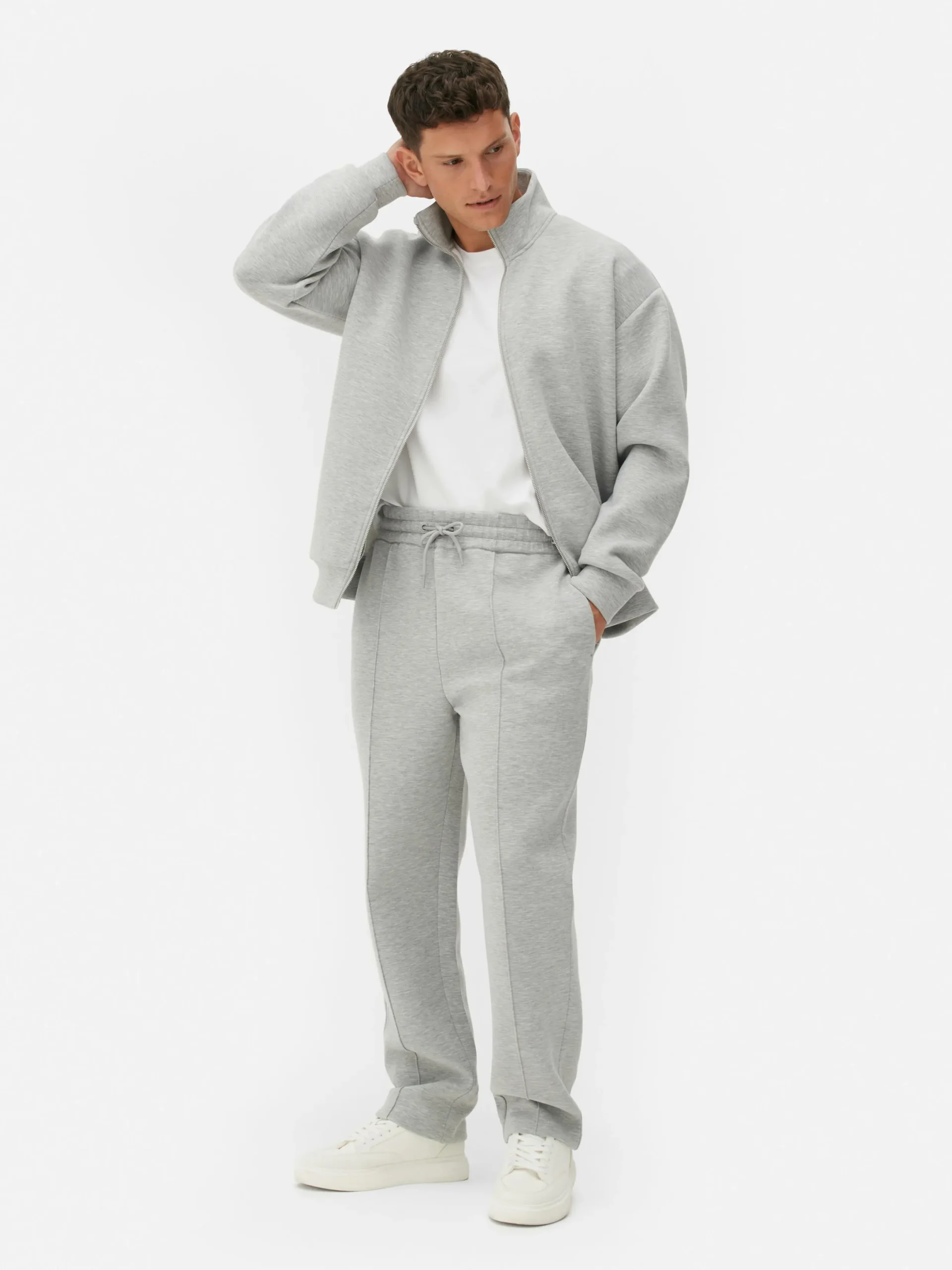 Jogginghosen|Primark „Kem“ Jogginghose Mit Geradem Bein Und Biesen Grau meliert