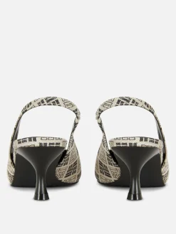 Heels|Primark Kitten-Heels Mit Geometrischem Muster Und Slingback Schwarz