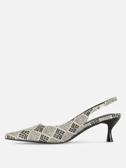 Heels|Primark Kitten-Heels Mit Geometrischem Muster Und Slingback Schwarz