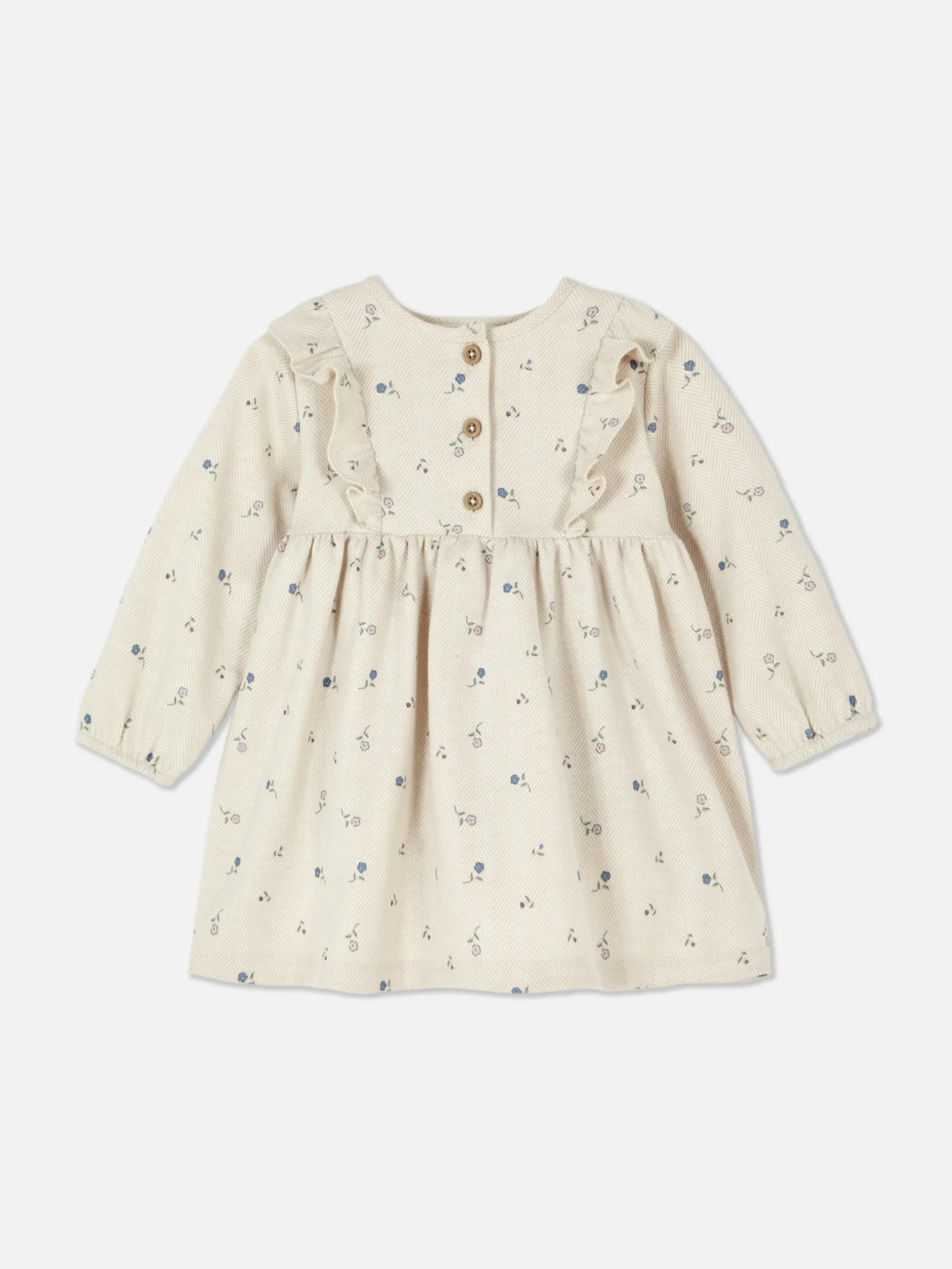 Kleider Und Röcke|Primark Kleid Mit Blumenmuster Und Rüschen Hellbeige