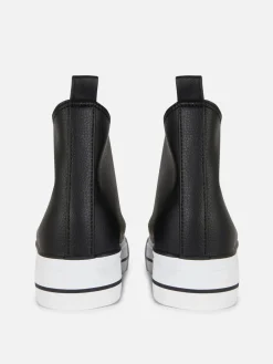 Sneakers|Primark Knöchelhohe Flatform-Sneaker Aus Kunstleder Schwarz
