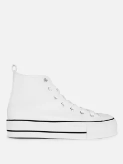 Sneakers|Primark Knöchelhohe Flatform-Sneaker Aus Kunstleder Weiß