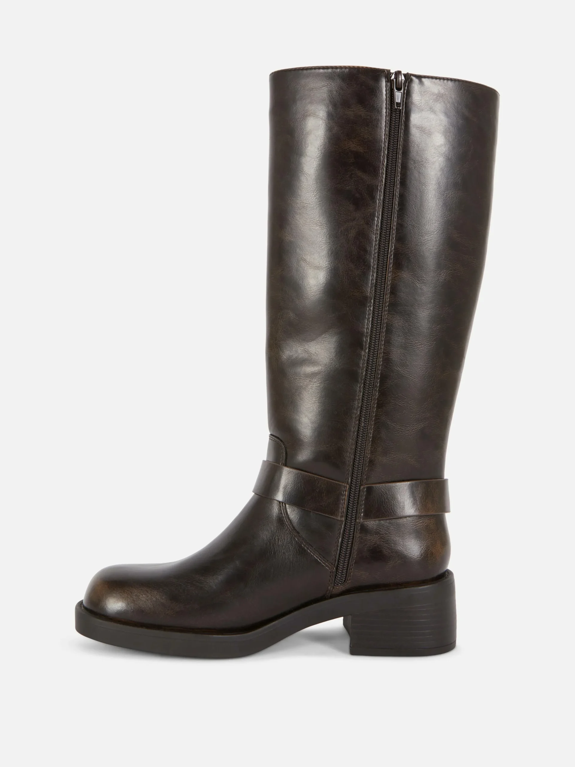 Stiefel|Primark Kniehohe „Rita Ora“ Bikerstiefel Braun