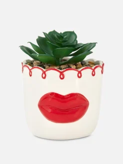 Kunstpflanzen Und -Blumen|Primark Künstliche Sukkulente Im Lippentopf Rot