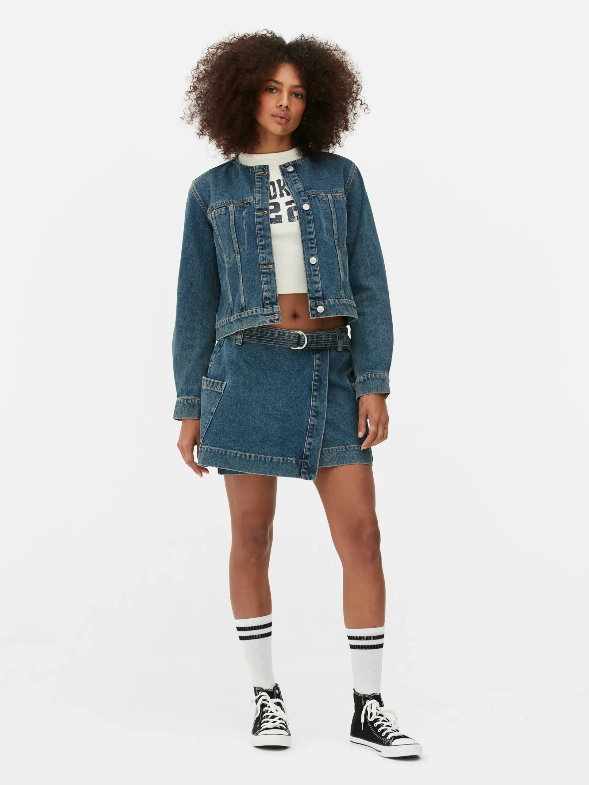 Denim|Jacken Und Mäntel|Primark Kragenlose Jeansjacke Mittelblau