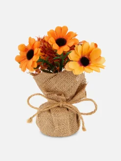 Kunstpflanzen Und -Blumen|Primark Kunstblumenarrangement Mit Jute Umwickelt Orange