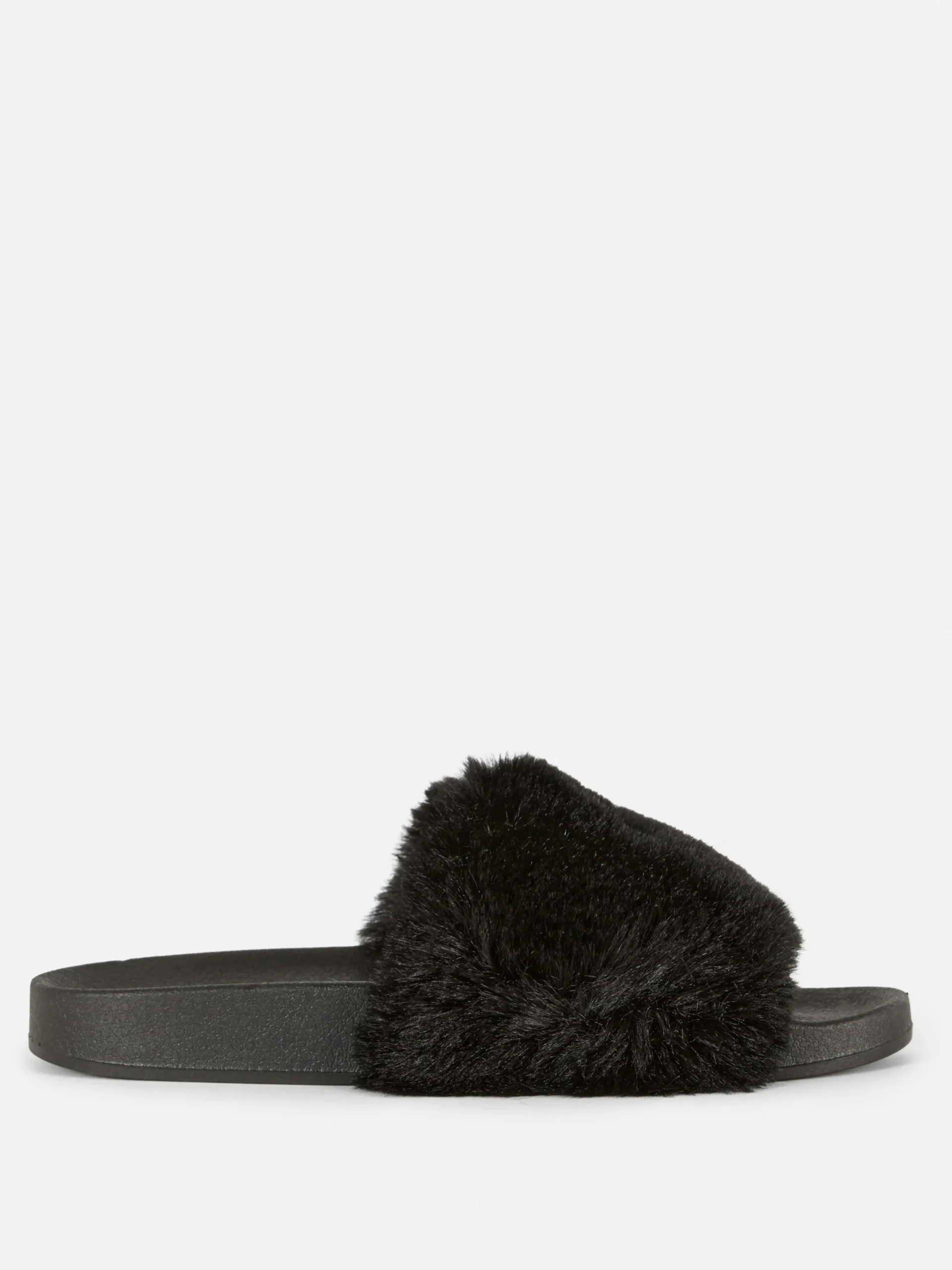 Flipflops Und Badesandalen|Primark Kunstfell-Badesandalen Schwarz