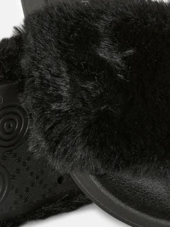 Flipflops Und Badesandalen|Primark Kunstfell-Badesandalen Schwarz