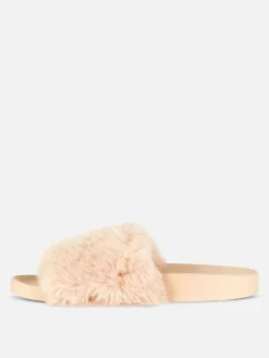 Flipflops Und Badesandalen|Primark Kunstfell-Badesandalen Beige
