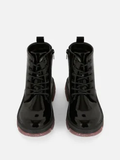 Stiefel Und Gummistiefel|Primark Kunstleder-Lackstiefel Mit Glitzersohle Schwarz