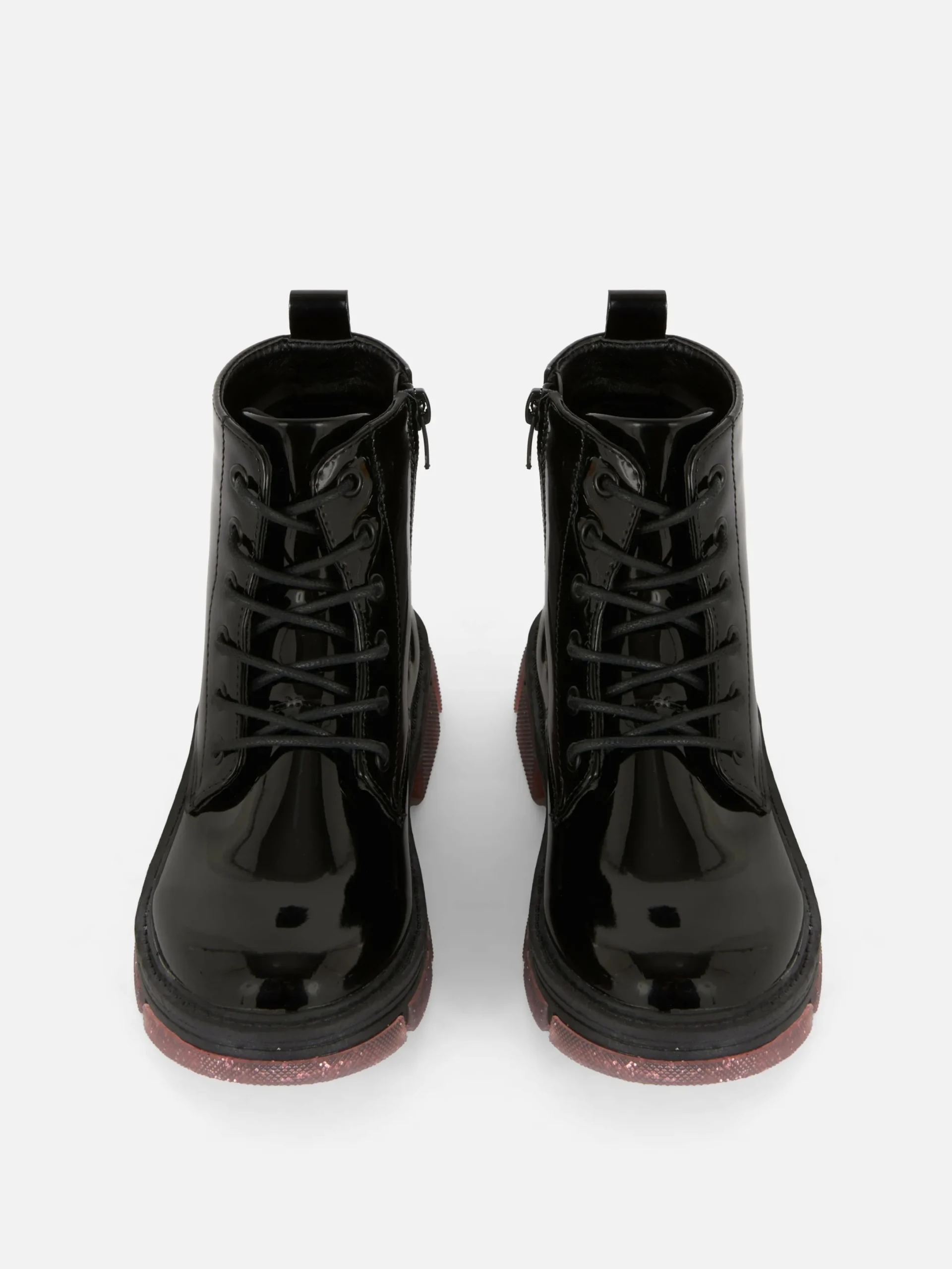 Stiefel Und Gummistiefel|Primark Kunstleder-Lackstiefel Mit Glitzersohle Schwarz
