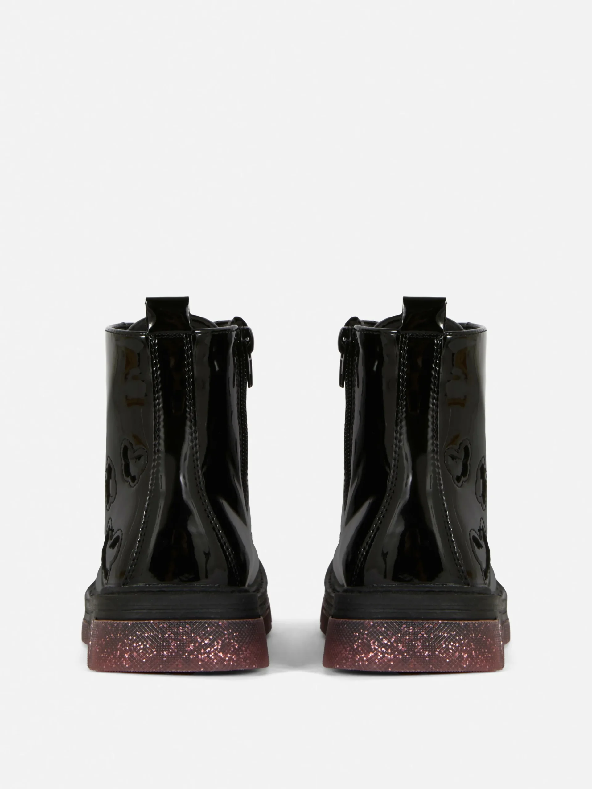Stiefel Und Gummistiefel|Primark Kunstleder-Lackstiefel Mit Glitzersohle Schwarz