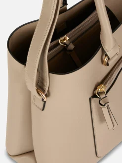 Taschen Und Portemonnaies|Primark Kunstleder-Tragetasche Mit Reißverschlussfach Taupefarben