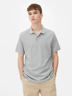 Tops Und T-Shirts|Primark Kurzarm-Poloshirt Aus Piqué Grau meliert